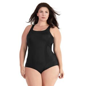 JunoActive QuikEnergy Color Block Tank Suit Black Plus Size 6X Like New